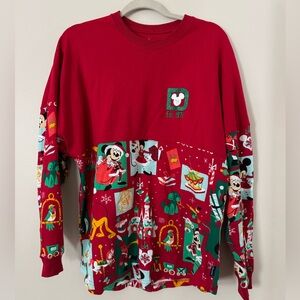 Disney Red Holiday Sweatshirt with Mickey Mouse